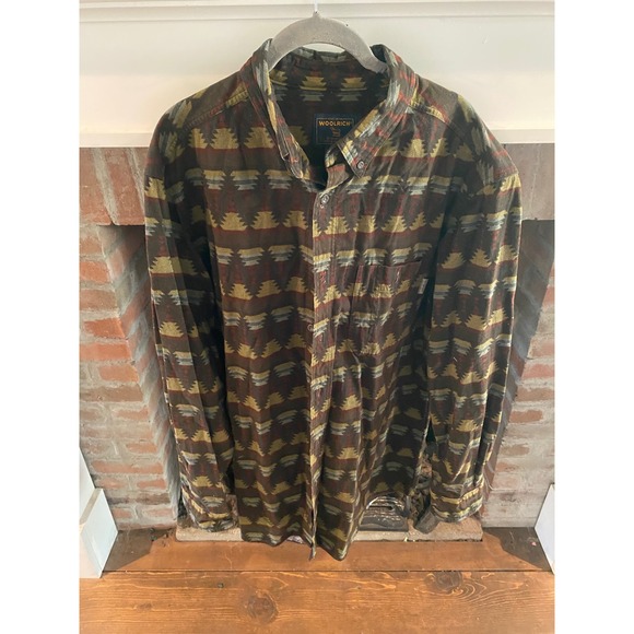 Woolrich Deep Hunter Southwest Blanket Cotton Button Down Shirt Mens Large - Picture 1 of 7
